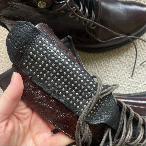 NWT A.S.98 Distressed Lace Zipper Leather Moto Combat Boots AS 98 - Picture 8 of 9